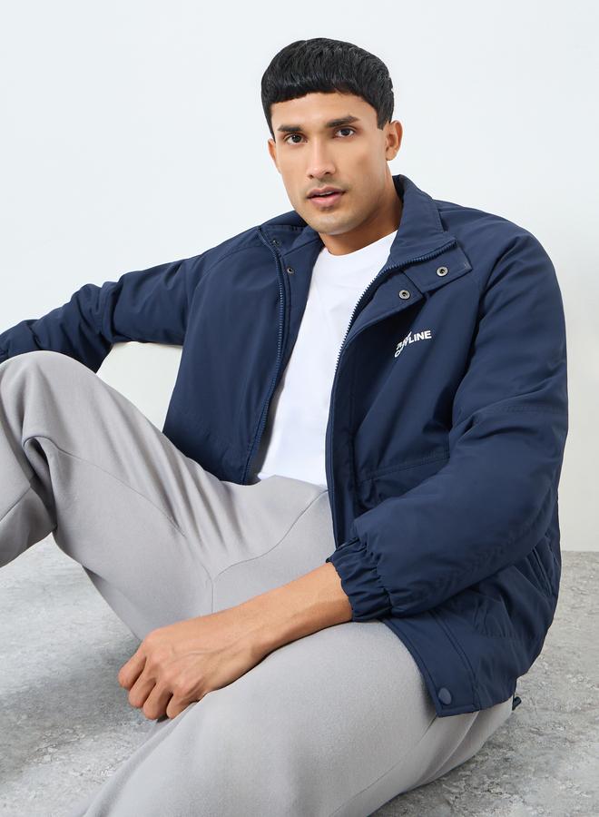 Styli Men Navy Solid Zip-Up Regular Jacket - Image 3